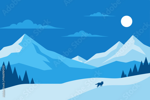 snowy plateau under clear sky with distant howling 