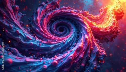 Abstract swirling fractal design in vibrant hues, flow, complexity