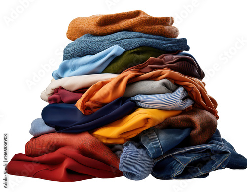 PNG pile of clothes isolated transparency background Generative AI