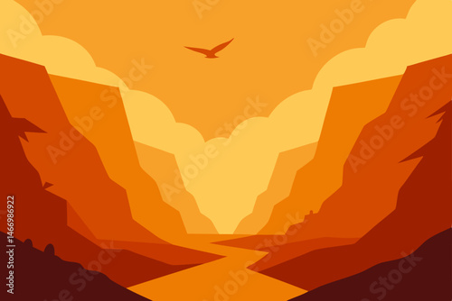 sun kissed canyon with golden rock walls and flutt.svg