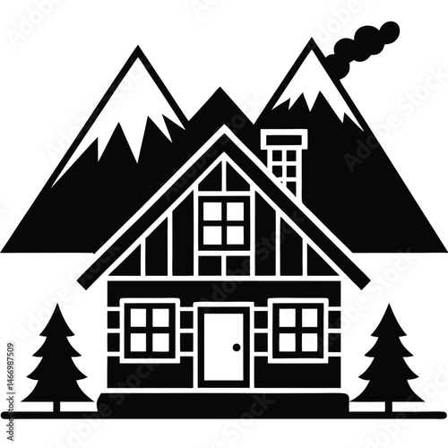 Traditional Village House Silhouette Vector with Thatched Roof and Mud Walls Representing Rural Lifestyle and Native Architecture
