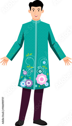 man cartoon Asian character modern style avatar