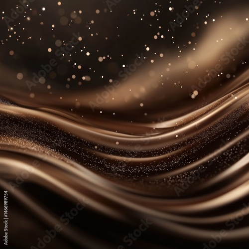 Luxurious, dark chocolate waves with shimmering particles