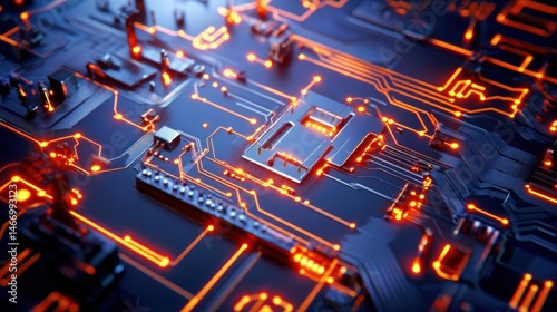 Wallpaper Mural Intricate Circuit Board: A Glowing Network of Technology Torontodigital.ca