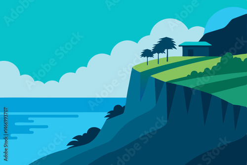 tropical cliffside lookout with panoramic ocean 