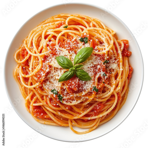 Obraz na płótnie spaghetti with tomato sauce and basil isolated on transparent background w salonie