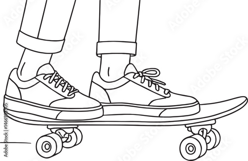 close up of feet on skateboard