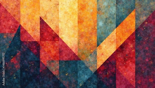 Abstract geometric tapestry, muted earth tones, minimal, decor, sophisticated