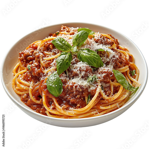 Obraz na płótnie spaghetti with tomato sauce and basil isolated on transparent background w salonie