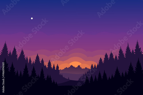 twilight sky glowing behind the silhouette 