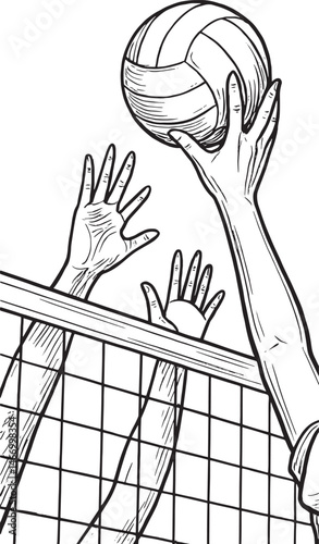 closeup of hands smashing volleyball