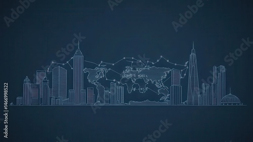 Contemporary architectural cityscape with intricate light details showcasing urban elegance and modern aesthetic design in a metropolis background