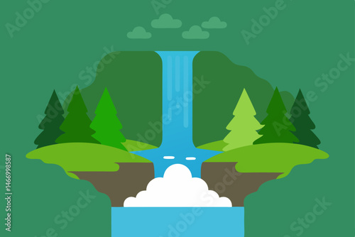 waterfall plunging into a forest pool surrounded 