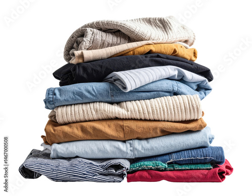 PNG pile of clothes isolated transparency background Generative AI