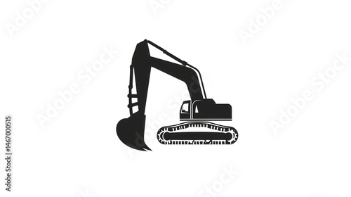 Silhouette of an excavator construction machine on white background in vector format