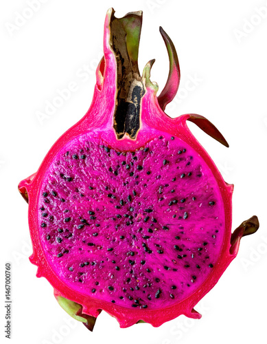 Sliced Dragon Fruit with Vivid Pink Flesh