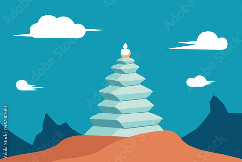 windswept mountaintop with cairns and panoramic 