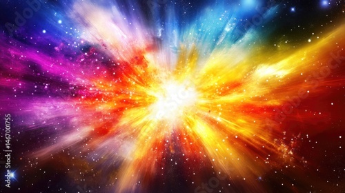 Cosmic Explosion: A vibrant burst of colors in the vast expanse of space, radiating energy and wonder.