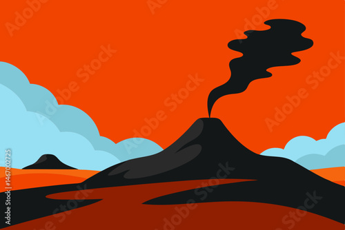 windswept volcanic plain with steam rising 