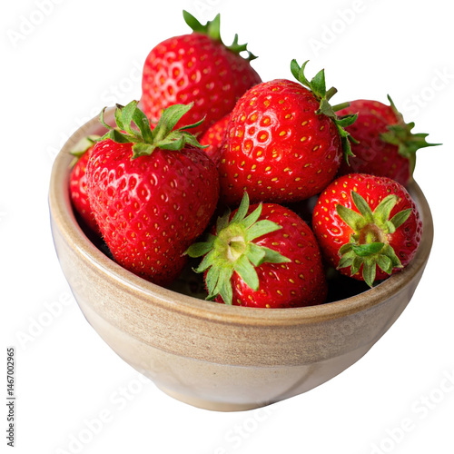 CloseUp of Juicy Strawberries in Ceramic Bowl