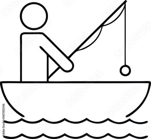 Person fishing with rod icon