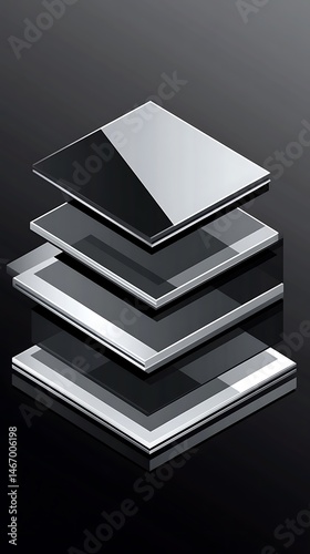 Stacked Modern Rectangular Panels, Dark Background
