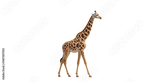 Elegant Giraffe isolated on white background, majestic African wildlife.