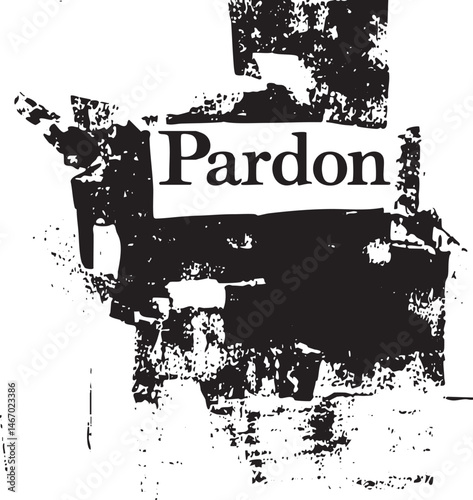 A distressed monochrome of the United States map with the word "Pardon" overlaid.