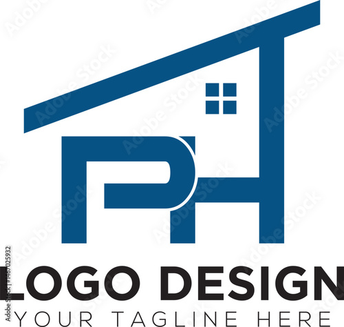 S H Initial logo concept with building template vector.