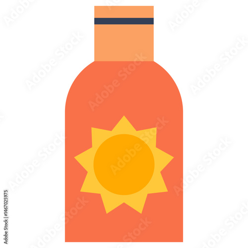 Sunscreen cream icon. Sunscreen cream in tube symbol. Protection for the skin from solar ultraviolet light. Flat icon. Vector illustration