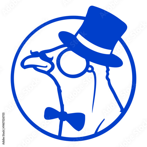 Sir bird top hat monocle glasses rich gentleman Isolated Vector Graphic Design Illustration
