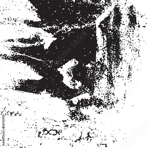 A textured black and white portrait of a person’s face.