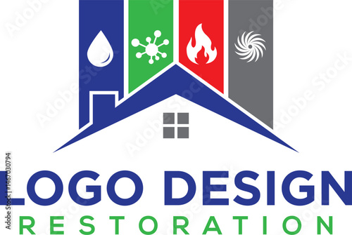 Water, Fire and Mold shield services Logo Design