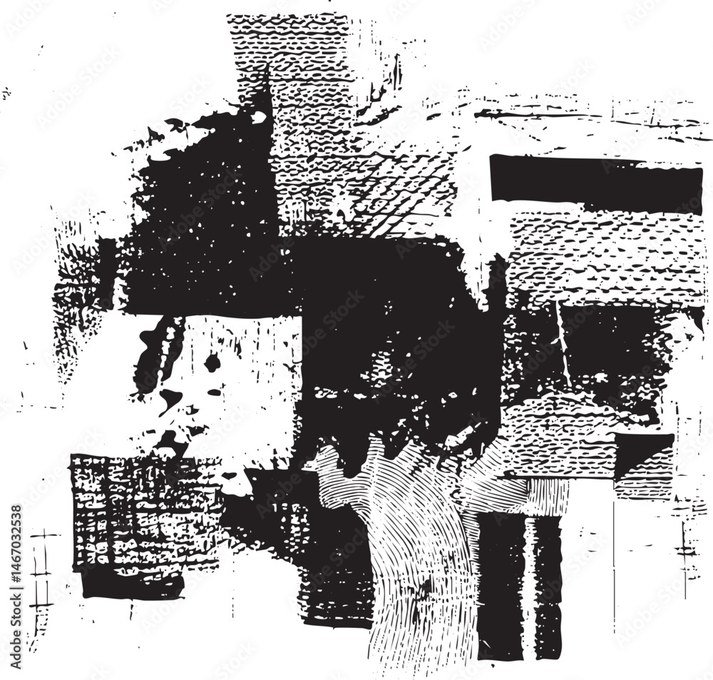 Obraz premium A solitary figure stands within a fragmented textured composition.