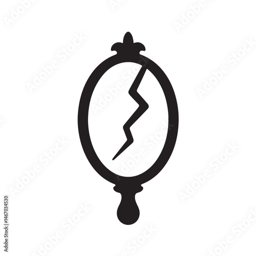 Cursed Mirror Silhouette, Smooth Haunted Object Vector Design