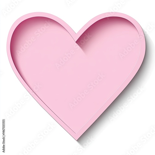 A pale pink heart shape, outlined and with a shadow effect, sits against a white background.  It has a 3D, embossed appearance