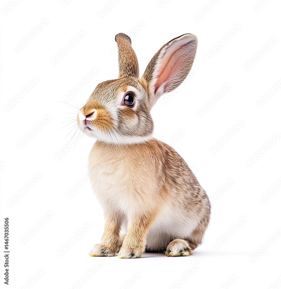 Obraz premium Small rabbit, light brown, alert posture, studio shot