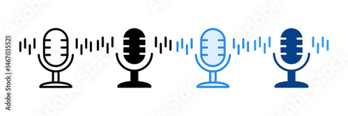Podcast Icon Set Multiple Style Collection