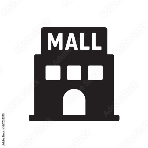 Shopping Mall Icon Silhouette, Smooth Building Retail Concept Vector