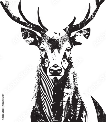 A majestic deer gazes directly at the viewer with intense focus.