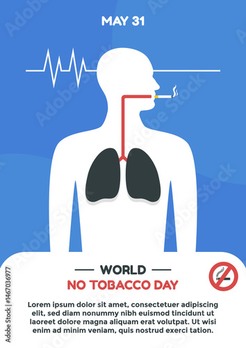 World No Tobacco Day vertical template background with illustration of person smoking cigarette