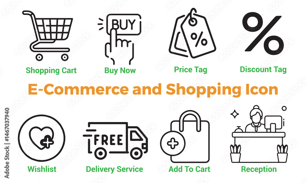Fototapeta premium E-commerce and Shopping Iccon