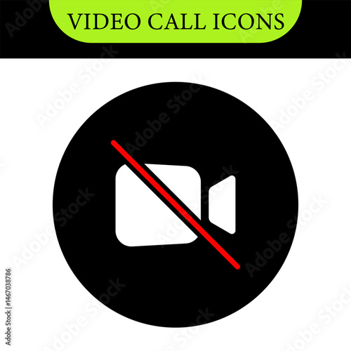 Set of Video call icon. Video conference. Video call chat screen vector buttons template for on-line video chat app, internet talk. User interface symbols for web conference or business webinar