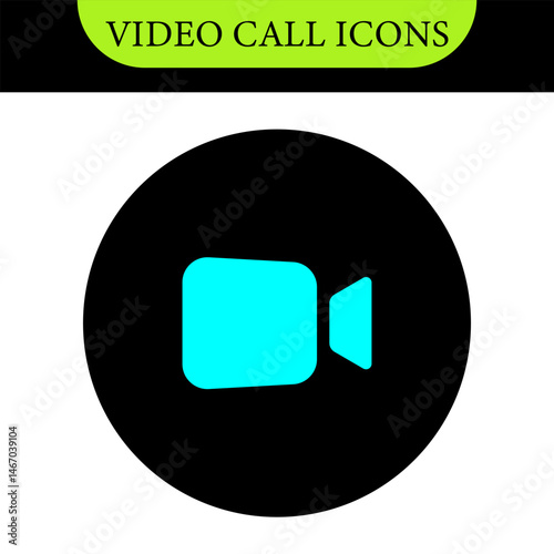 Set of Video call icon. Video conference. Video call chat screen vector buttons template for on-line video chat app, internet talk. User interface symbols for web conference or business webinar