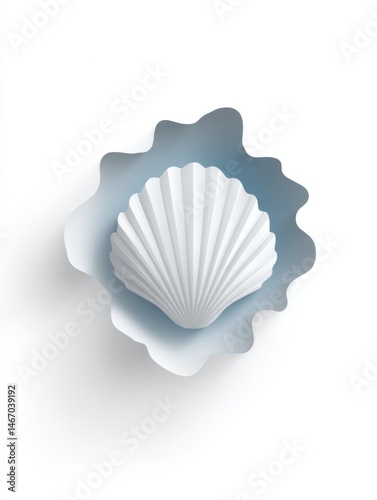 Decorative Broken Shell Icon With Shadow and Central Logo Space for Creative Design Projects Generative AI