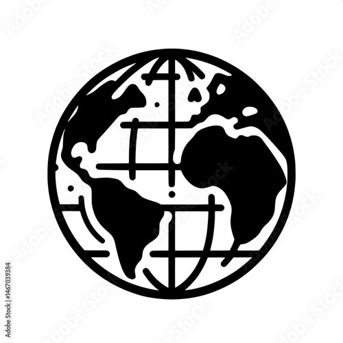 Black and White SVG of the Earth Icon