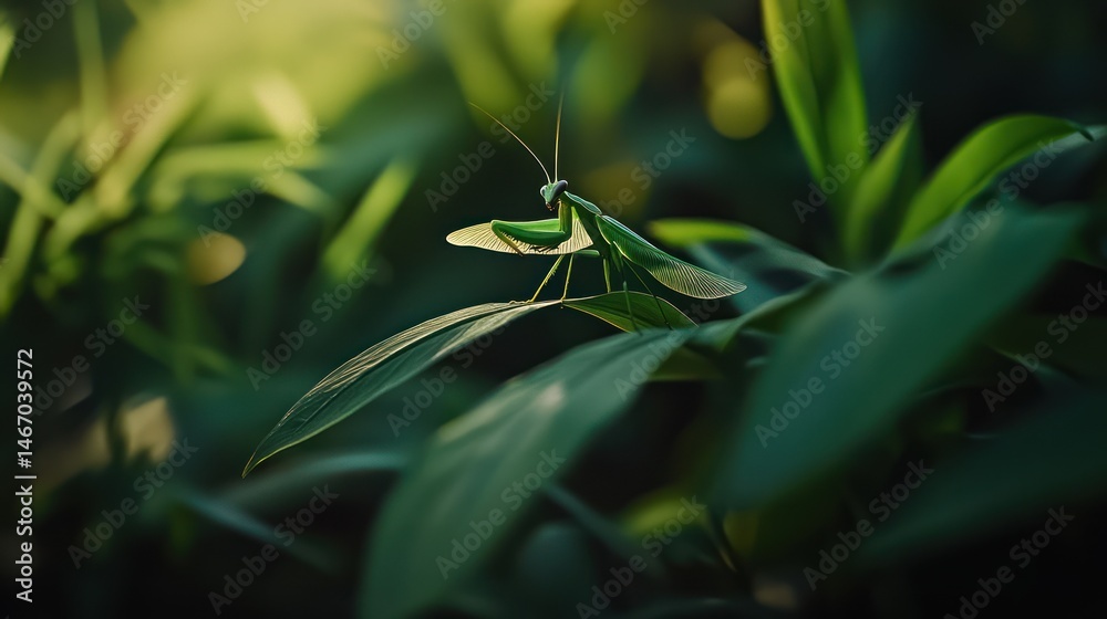 Praying Mantis on Leaf, Garden, Sunrise, Nature Praying Mantis on Leaf, Garden, Sunrise, Nature