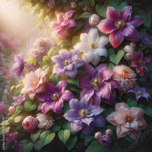 Wallpaper Mural 陽光を浴びるクレマチス Torontodigital.ca