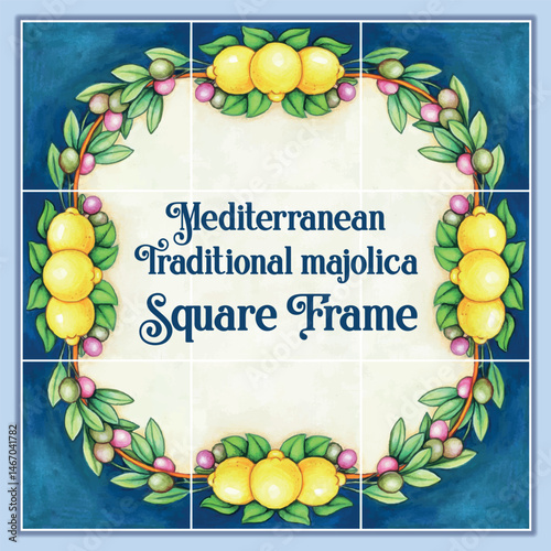 Watercolor hand drawn italian mediterranean tiles
