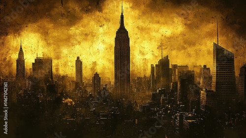 Post-apocalyptic New York City skyline